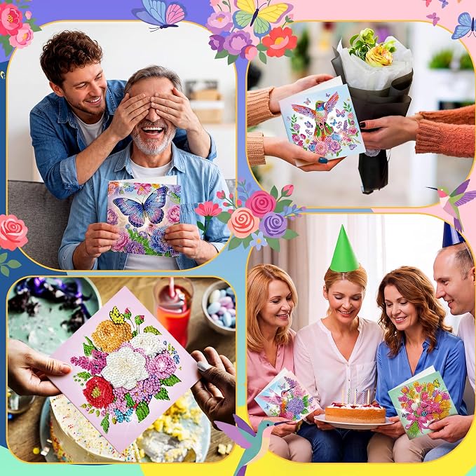Saillong 24 Pack Butterfly Diamond Painting Greeting Card with Envelopes