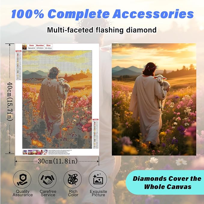 Jesus Diamond Art Kits for Adults,God and Lamb Diamond Painting Wall Decor