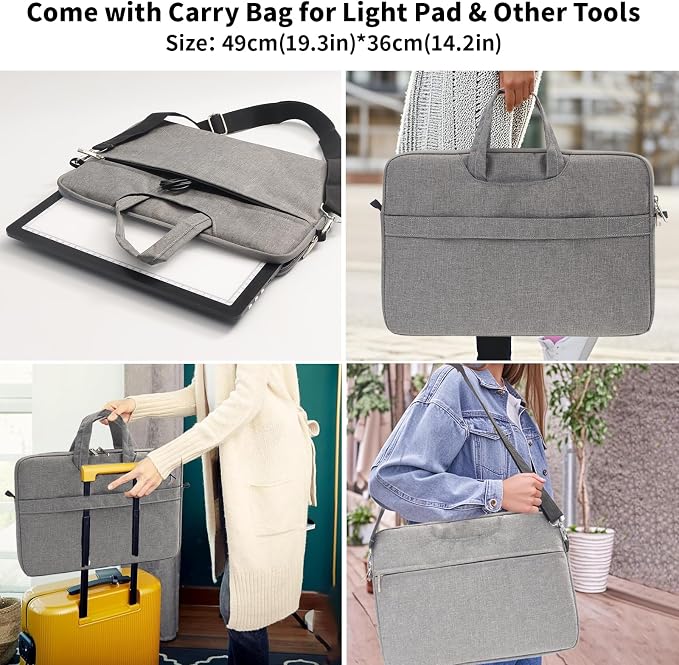 TOHETO A3 Light Board with Bag for Diamond Painting, Super Bright Magnetic Light Pad with Side Buttons, Lightbox for Tracing and Drawing, Corded Light Table for Sketching, Weeding Vinyl (Black)