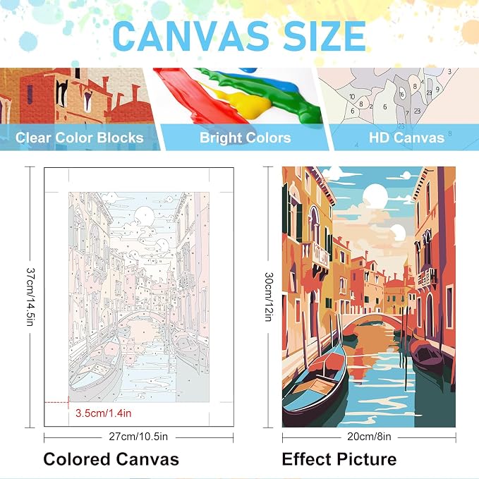 Offito 6 Pack Paint by Numbers Kit for Adults, Travel Cityscape, 8x12 Inch | Acrylic Vintage Number Painting Set, DIY Canvas Art Craft Kit for Beginner, Home Decor, Stress Relief Relaxing Hobby Gift