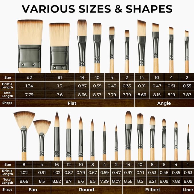 Nicpro 26pcs Professional Paint Brush Set with Palette Knife & Canvas Roll | Artist Paint Brushes for Acrylic Painting, Oil, Watercolor & Gouache, Adults Art Painting Tools Supplies