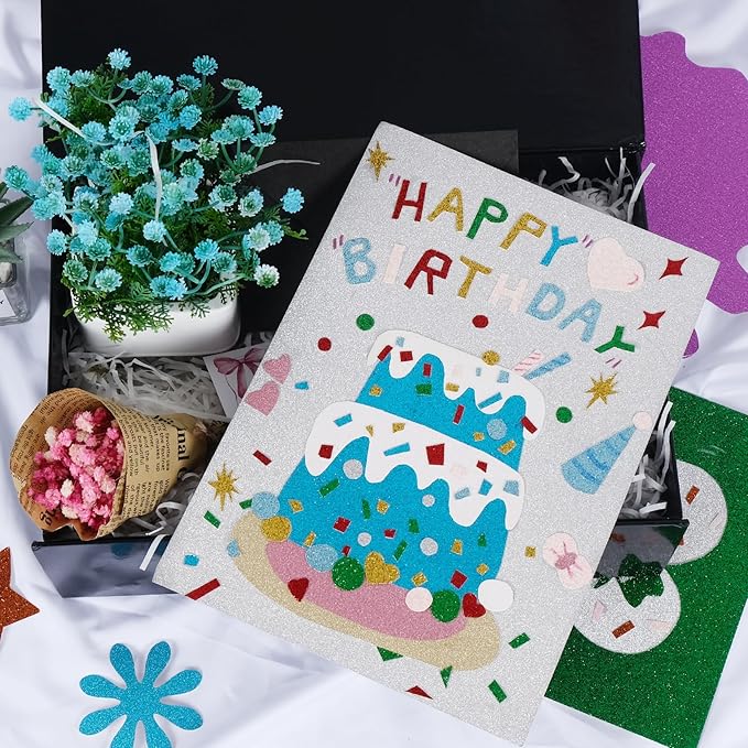 TORC 44 Sheets Glitter Cardstock Paper, 22 Colors A5 Sparkle Paper, 250GSM Heavy Craft Cardstock for Cricut, Die Cutting, Scrapbooking, Card Making, Party Decorations, Invitations, Non-Shedding