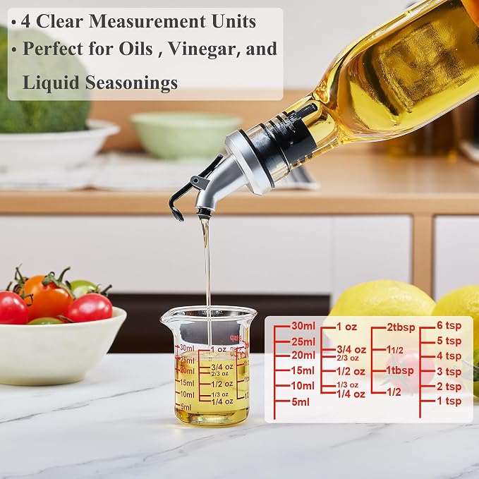 Ackers BORO3.3 Glass Measuring Cups with V-Spouts, 30 ml/1 oz, 2 Pack