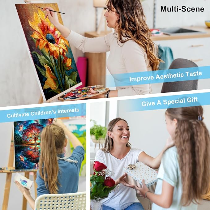 Paint by Numbers Kit for Adults, Tree of Life Acrylic Canvas Painting Set | 16x20 Inch, DIY Number Painting Craft Kit for Adults Beginners, Home Wall Decor, Stress Relief Relaxing Hobby Gift