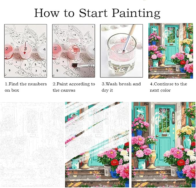 ZRIZQ Paint by Numbers Kit for Adults Beginner,Flowers Home,16x20
