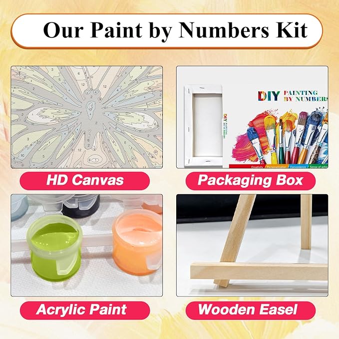 SparkGlow Butterfly Woman Framed Paint by Numbers Kit for Adults | 8×12 Inch Painting by Numbers | Include Easel | Premium Materials | Relax and Fun | Number Painting for Gifts | Home Decor