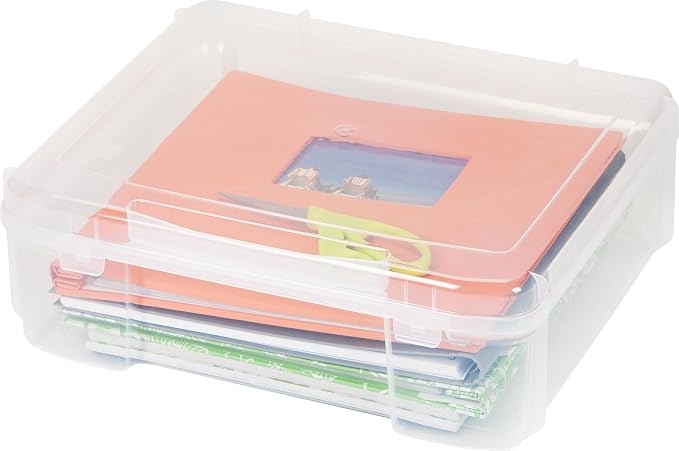 IRIS USA Scrapbook Case |Made in USA| Fits 12"x12" - Thick (1-Pack) - Clear