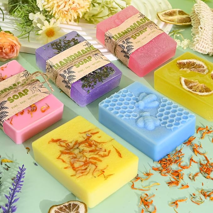 Soap Making Kit- Soap Making Kit for Adults, DIY Soap Making Supplies with Shea Butter Glycerin Melt and Pour Base, Silicone Molds, Dried Flowers, DIY Craft for Beginners Gift for Women