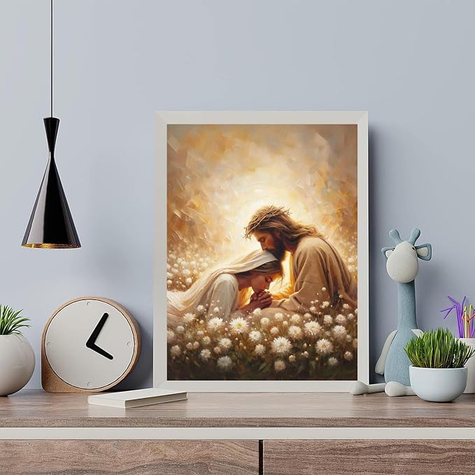 Jesus Hugging Woman Paint by Numbers Kit for Adults Beginner 16x20 inch | Christian Adult Paint by Number Kits on Canvas, DIY Acrylic Oil Painting by Numbers for Gift Home Wall Decor (Without Frame)