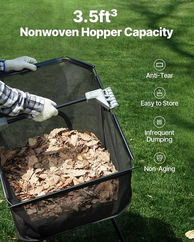 VEVOR Push Lawn Sweeper 21" Leaf & Grass Collector 3.5 cu. ft. Hopper Bag