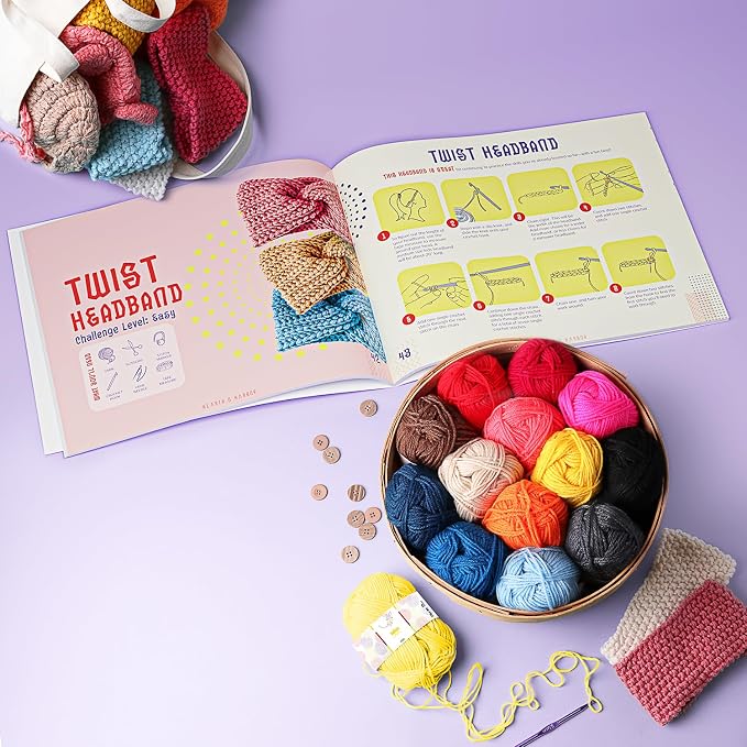 Hearth & Harbor Crochet Kit 80 Piece with 2500 Yards Assorted Yarn Kit, Ergonomic Hooks, Crocheting Instruction, Knitting & Crochet Supplies - Beginner Crochet Kits for Adults, Ideal for Amigurumi