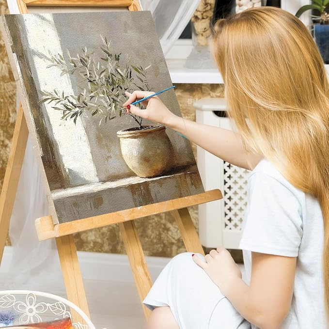 WUDWL Paint by Numbers Kit for Adults Framed Canvas, with Wooden Easel