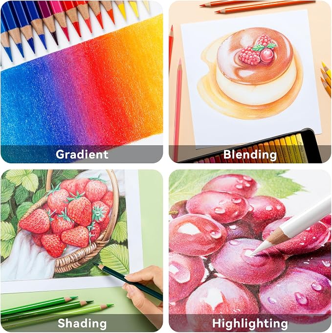Ohuhu Colored Pencils 72-color Oil-based for Adult Coloring Portrait Halawa