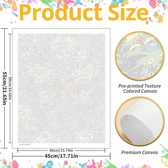 Butterfly Paint by Numbers Kit for Adults, 16x20 inch | DIY Painting Kits Crafts for Adults, Relieve Stress, Gift, Home Wall Decor