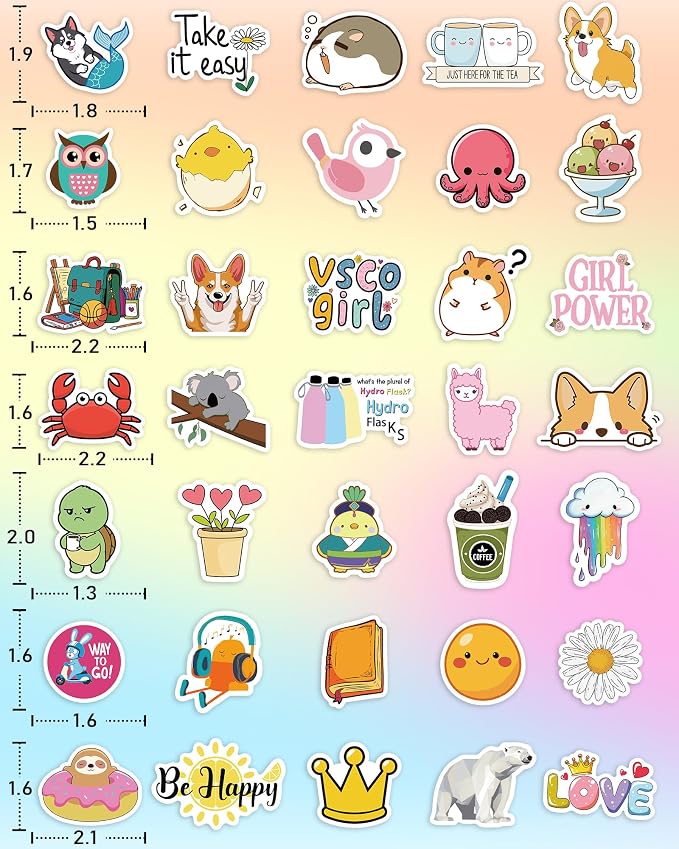 100 Pcs Stickers for Kids, Cute Vinyl Waterproof Stickers for Water Bottle | Treasure Box Toys for Classroom Prizes, Teacher Back to School Supplies Gifts, Sticker Pack for Girls Teens, Party Favors
