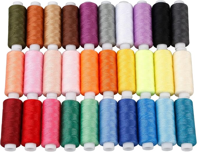 CiaraQ Sewing Thread Kit, 30 Colors Polyester 250 Yards per Spool | Ideal for Hand Sewing, Embroidery, Mending Clothes, and DIY Craft Projects for Adults and Beginners