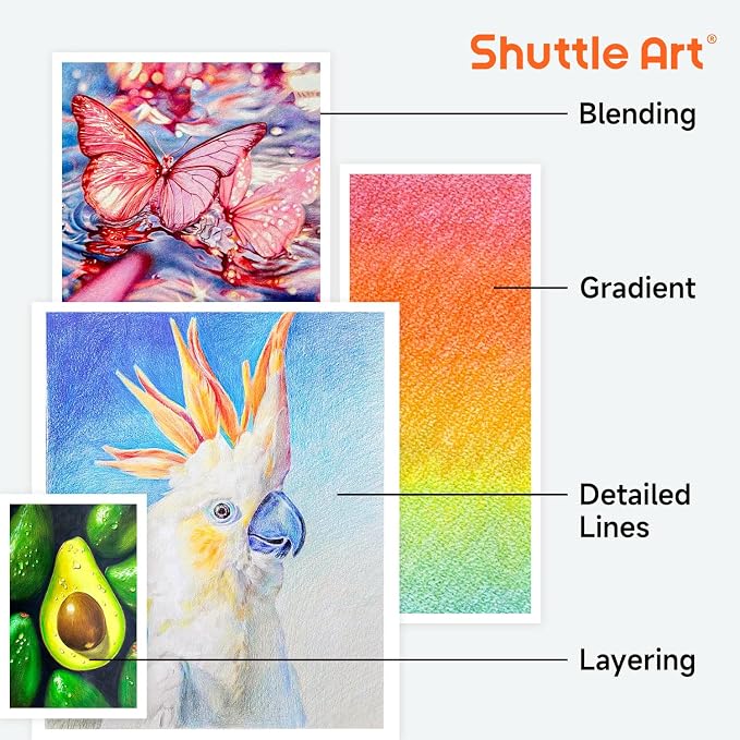 Shuttle Art 172 Colored Pencils for Adult Coloring Books, Soft Core Color Pencil Set for Artist Drawing Sketching Crafting