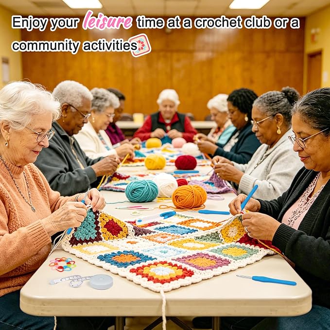 Katech Crochet Kit for Beginners, 50 Granny Squares Kit for Adults Beginner