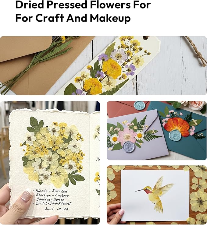 Dried Flowers, Resiners 100Pcs Pressed Flowers for Craft Real Natural Dried Flowers Dry Leaves Kit for DIY Making Crafts Resin Soap Candle Scrapbook Supplies Jewelry Making
