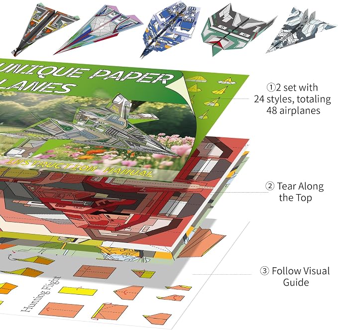 Elfew Paper Airplane Kit for Kids Ages 6-8 8-12, Kids Craft Activity Kit