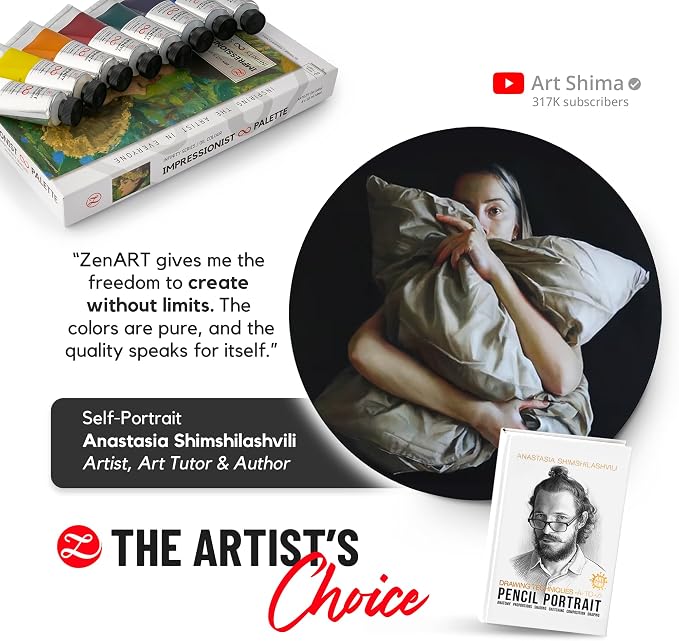 ZenART Professional Oil Paint Set - Artist Grade Old Masters Colors- 8x50ml | Impressionist Palette - Non-Toxic Large Tubes, Buttery Consistency, Rich Pigment,Lightfast Oil Paints for Artists & Beginners