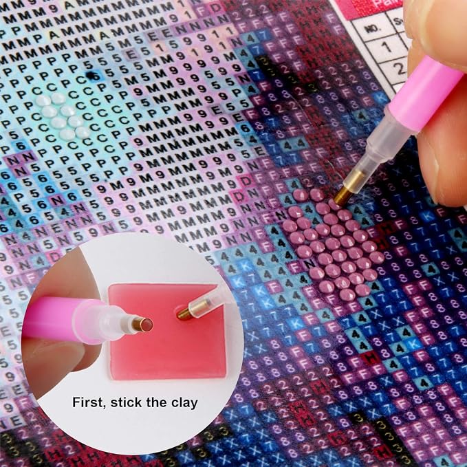 FEBSNOW 60Pcs Painting Glue Clay DIY Diamond Embroidery Wax Tool Set | Diamond Art Wax Pads, Red Color Putty, Wax Refills for Crafters, Diamond Art Painting Accessories and Tools