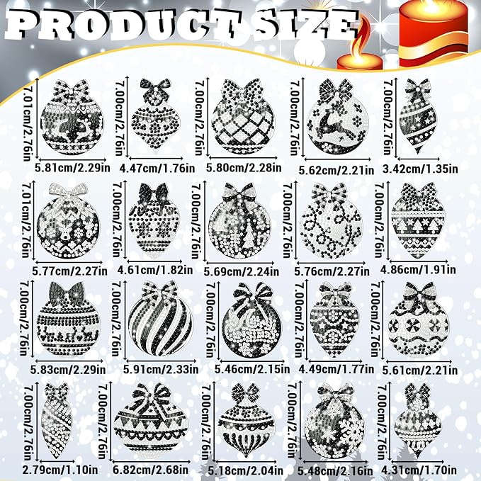 Tondiamo 20 Pcs Diamond Painting Kits Double Sided Keychain Black Style