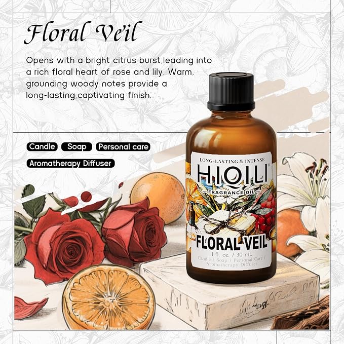 HIQILI Floral Veil Fragrance Oil for Candle, Soap & Diffuser