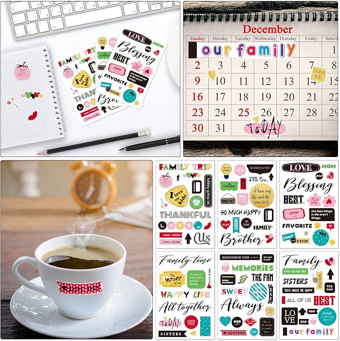 Chinco 30 Sheet Family Friend Theme Scrapbooking Sticker Decals