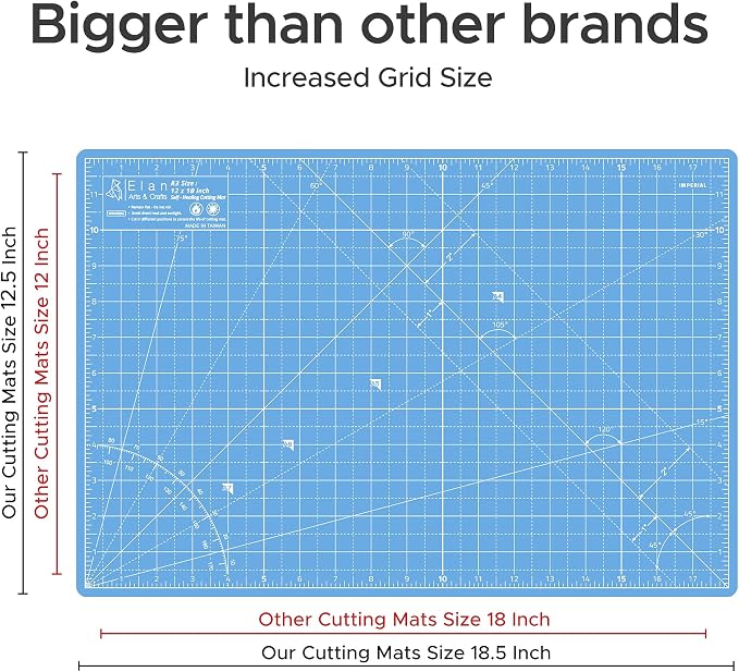 Elan Cutting Mat A3 Blue, Self Healing Cutting Mat 12x18 Inch, 5-Ply Craft Board Blue, Hobby Board for Crafts 12x18 Inch