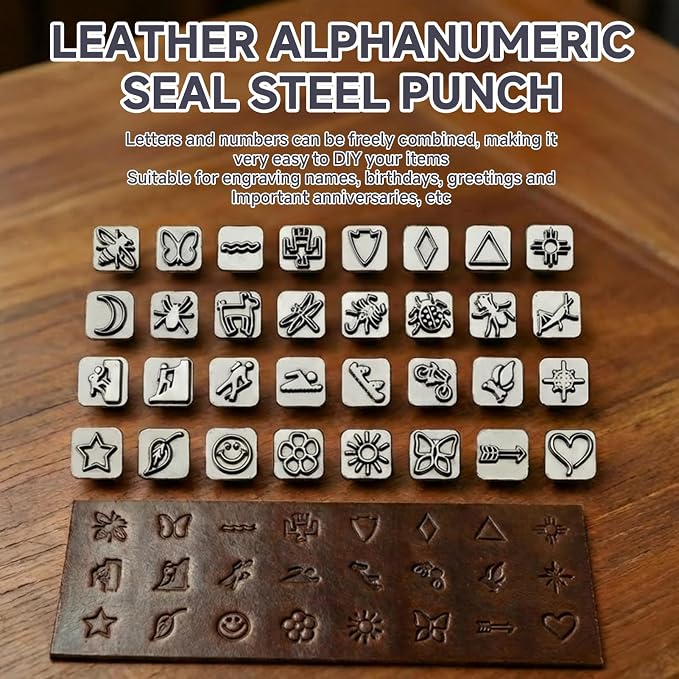 RJLCTH 33 Pcs Native American-Style Prints Leather Stamping Kit