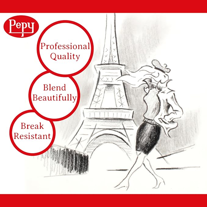 Pepy Professional Soft Charcoal Pencil Set – Set of 6 Pre-Sharpened Black Charcoal Pencils; Perfect for Drawing, Sketching, Blending and Shading
