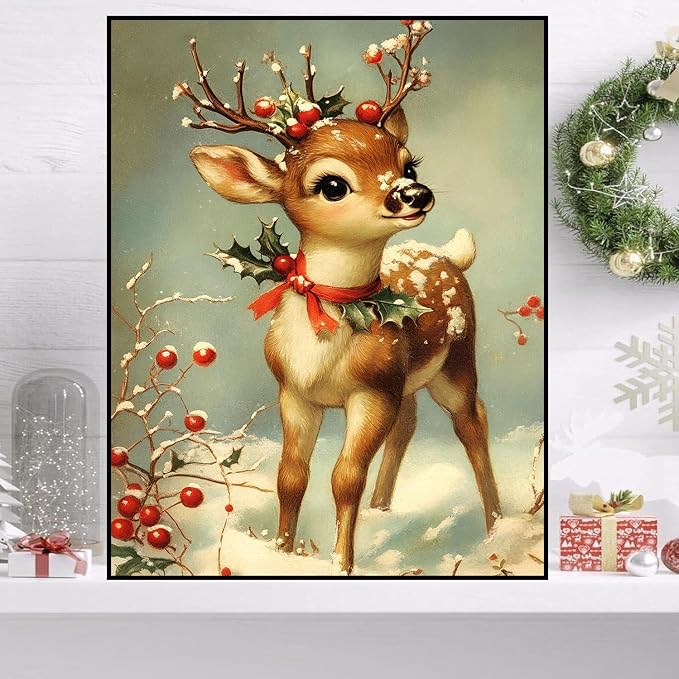 HHMATITS Christmas Deer Diamond Art Kits for Adults 12x16Inch