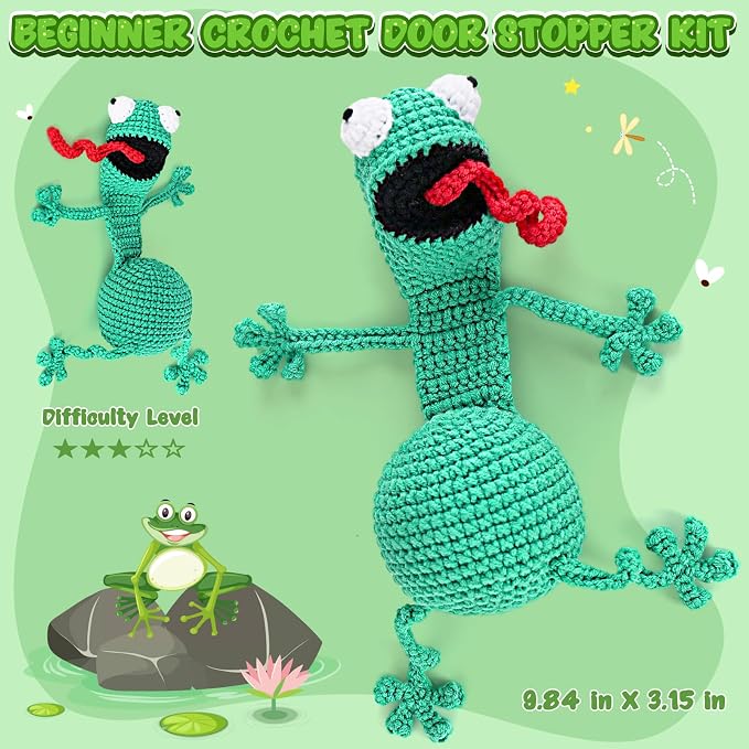 Crochetta Crochet Kit for Beginners, Crochet Starter Kit w Step-by-Step Video Tutorials, Beginner Crochet Kit for Adults Kids Women Men Complete Kit Included (Crochet Door Stop)