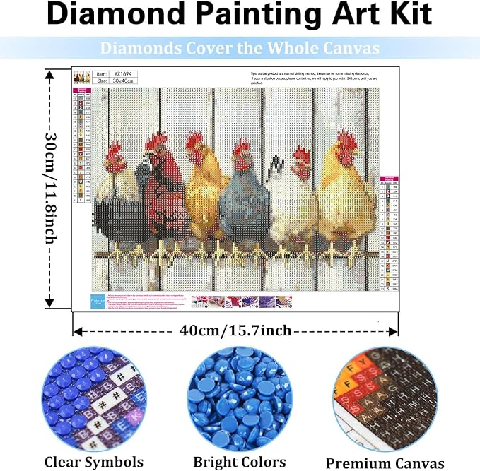mrpwnle Diamond Art Kits for Adults Chicken Diamond Painting Kits