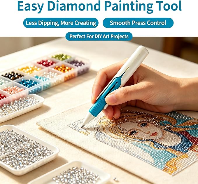 Automatic Diamond Painting Bead Dispenser, No Wax Needed Art Pen