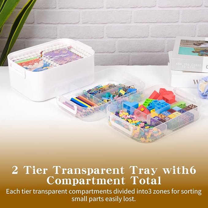Large 3-Tier Art Supply Storage Organizer with Adjustable Dividers