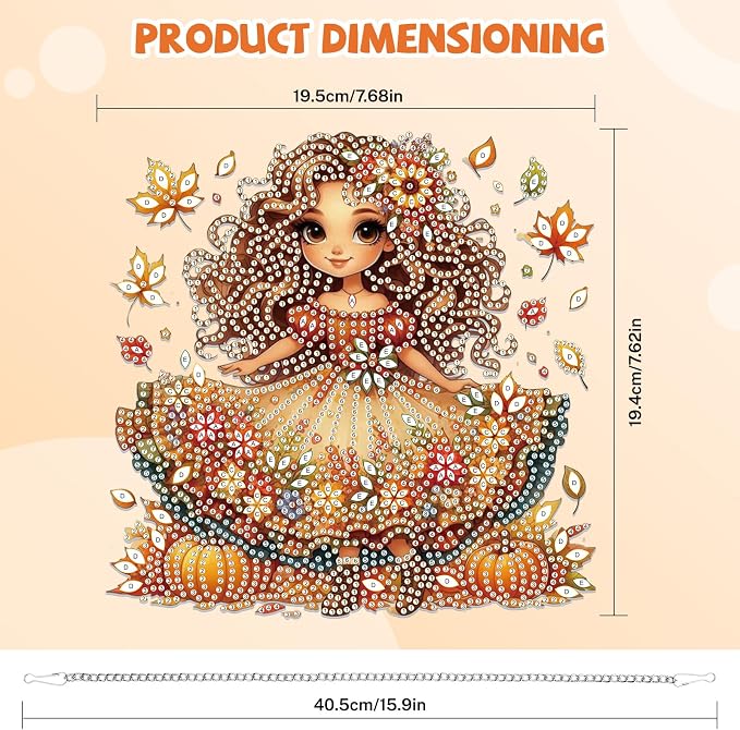 Bowetile Fall Diamond Art Hanging Kits for Adults, Autumn Diamond Art Suncatchers Harvest Girl, 5D Special Shape Maple Leaf Diamond Painting Pendant Window Ornament Gifts for Home Wall Decor