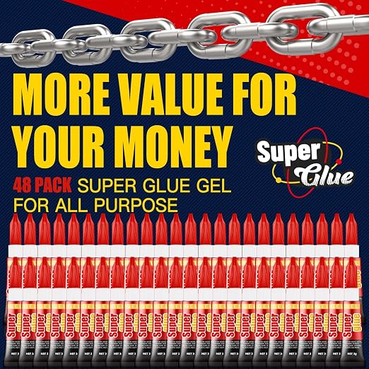 ALECPEA Super Glue Gel, 48 X 3g Tubes for Crafts, Models and Repairs