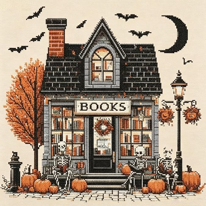 Halloween Bookstore Diamond Painting Kits for Adults,Book Diamond Art Kits