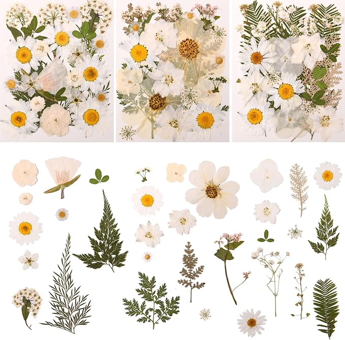 110+PCS Pressed Flowers for Resin, Colorful-i | Real Dried Flower Leaves, Resin Jewelry Making, Scrapbooking Crafts DIY, Soap Candles Making, Nails Décor