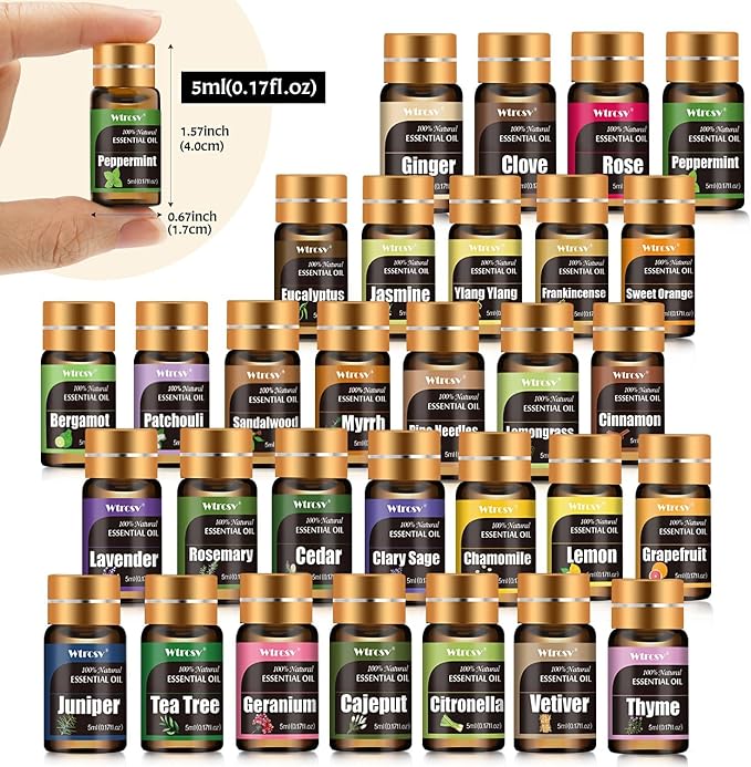 Essential Oils Gifts Set - Diffuser Oil, 30 x 5ml | Perfect for Diffuser, Humidifier,Aromatherapy, Massage,Skin & Hair Care