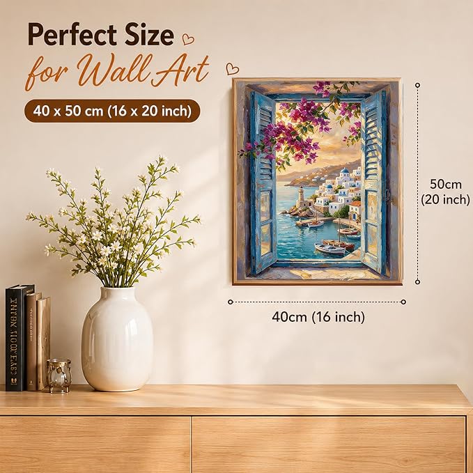 AUKELHJ Paint by Numbers Kit for Adults Beginner, Window View, 16x20 inch | Paint by Number for Adults, Beginner Friendly, High-Definition Color Canvas, Stress Relief, Home Decor, Gifts, Unframed