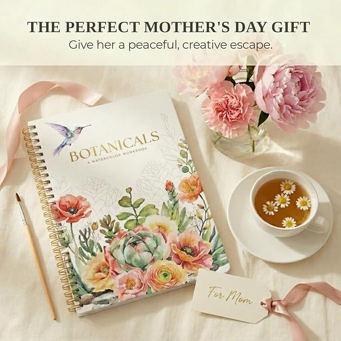 Beautiful Watercolor Book for Beginners - Guided Painting Workbook | 12 Botanical Designs on Quality Paper - Relaxing Watercolor Activity Book for Adults and the Perfect Art Gift for Women