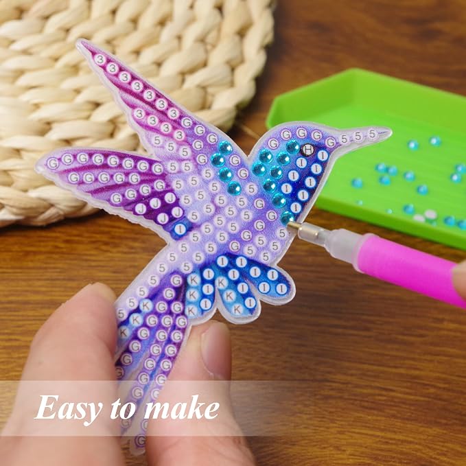 Vcekract 8Pcs Hummingbird Diamond Art Kits for Adults, DIY Garden Decor