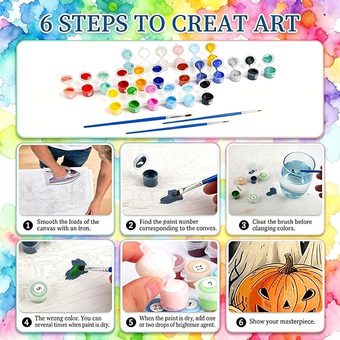 YarnWhimsy Halloween Ghosts Paint by Numbers Kit for Adults 16x20 inch