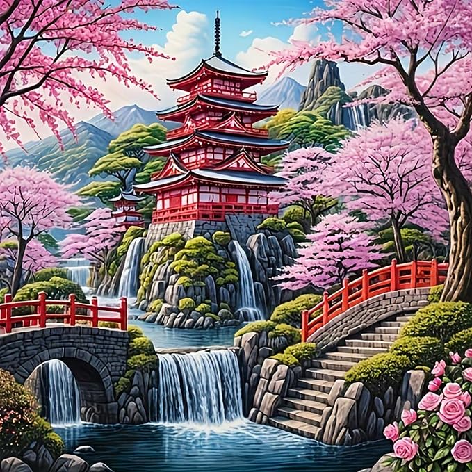 HHMATITS Cherry Blossom Diamond Art Kits for Adults 14X14IN
