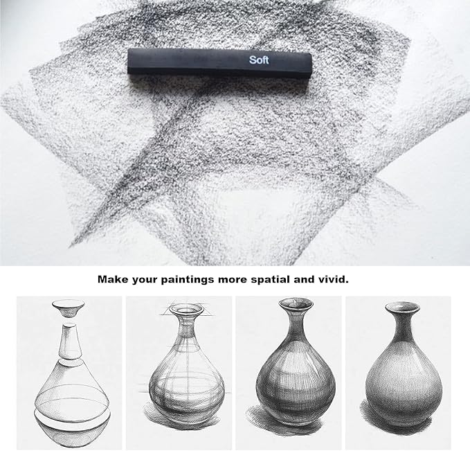 46 PCS Blending Stumps and Tortillions with Charcoal Stick | Sandpaper Pencil Sharpener Pointer, Compressed Charcoal Sticks, For Student Artist Sketch Drawing Shading