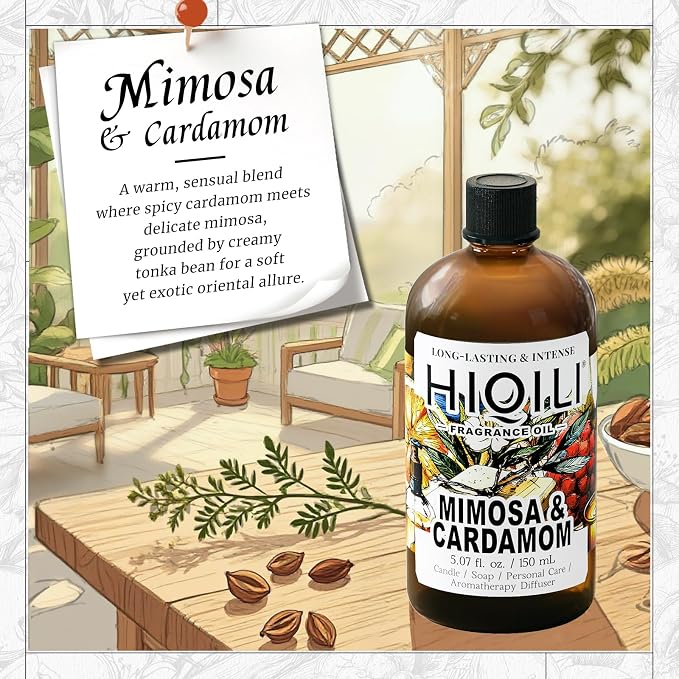HIQILI Mimosa & Cardamom Fragrance Oil for Diffuser, DIY & Aromatherapy