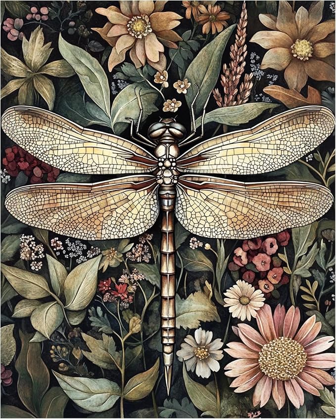 XTCIXAL Paint by Numbers Kit for Adults, Dragonfly, 16X20 Inch | DIY Paint by Number for Adults Beginner, High-Definition Color Canvas, Stress Relief, Home Wall Decor, Gifts, Unframed